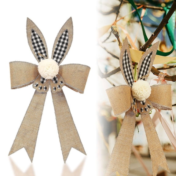 ZHMRFG Easter Bunny Ear Bow Ornament Holiday Decor Handmade Design Soft Texture Multi Use Decor for Easter Christmas Wedding Party Christmas Tree Restaurant Bar School Dinner Reception Decorations
