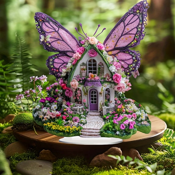 ZHMRFG Fairy Tale Flower House Acrylic Desktop Ornament Home Decor Dreamy Look Exquisite Finish Versatile Decor for Home Office Desktop Decoration Gifting Collectible Art Craft Daily Festive Decors