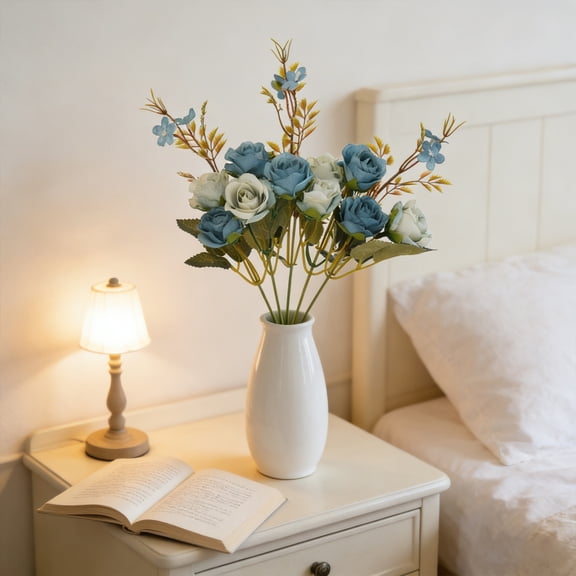 ZHMRFG Floral Decor,12In Artificial Fake Flower Bouquet Realistic Natural Appearance Compact Space-Saving Required,Festive Decor for Wedding Home Hotel Desk Tabletop Landscaping Indoor Outdoor Decors