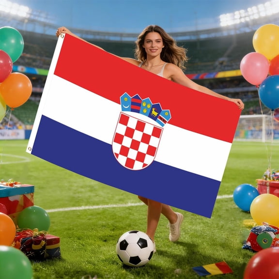 ZHMRFG Football Fan Flag Nylon Spandex Waterproof Wear-Resistant HD High Saturation Print Lightweight Ergonomic Grip Decor Party Favors For Match Viewing Bar Party International Event Cheering Decor