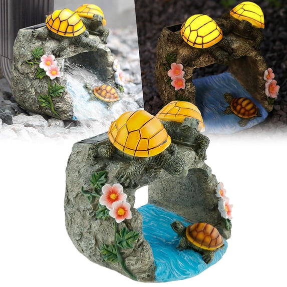 ZHMRFG Garden Decorations Outdoor Solar Turtle Downspout Extension LED Light Resin Statue Drainage Decor Weather-Resistant Easy Use Decor for Garden Yard Patio Home Housewarming Birthday Holiday Gift