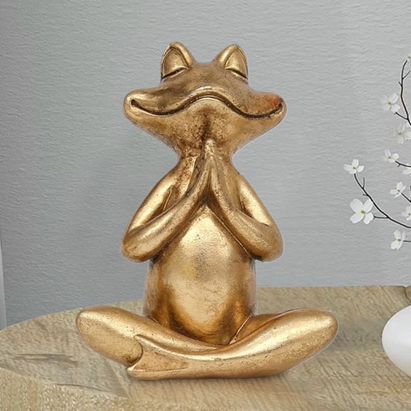 ZHMRFG Golden Yoga Frogs Statue Set Zen Tranquil Tabletop Decorations For Modern Living Room Desk Office Shelf Garden Bedroom Yoga Room Spa Home Decor Party Favors Holiday Housewarming Gifts