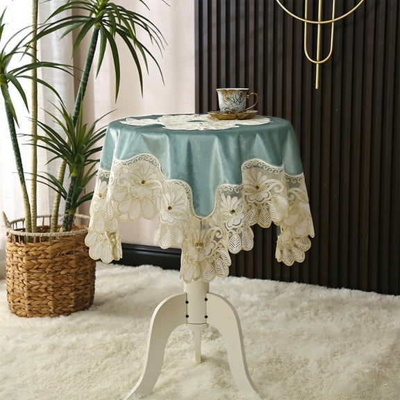 ZHMRFG High-End Embroidered Tablecloth, Diamond-Studded Suede Luxury Table Decor, Soft Intricate Design Decor for Home Dining Room Formal Dinner Casual Meal Holiday Celebrations Upscale Home Decor