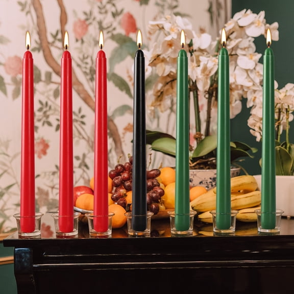 ZHMRFG Kwanzaa Taper Candles Set, 7 Pack Dripless Unscented Long-Lasting Clean Burn Cultural Candles, Kwanzaa Holiday Party Favors Home Decor for Family Celebrations Cultural Gatherings