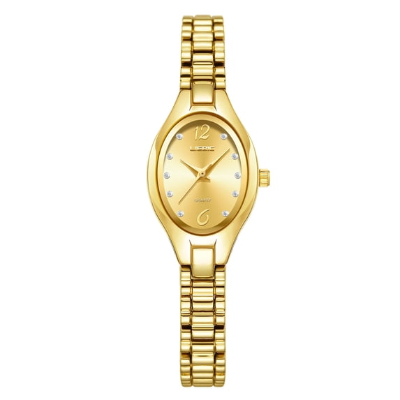 ZHMRFG Ladies Fashion Quartz Watch, Waterproof Small Dial Diamond Studded Wristwatch With Gold Strap Lightweight Mini Dial, Elegant Watch For Women Daily Formal Dating Party Office Wear Gift