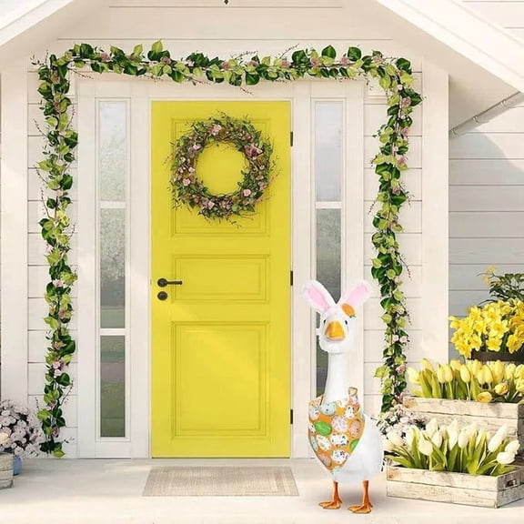 ZHMRFG Large Holiday Decor Cute Goose Apparel Set Plaid Shirt Blue Overalls Stretchy Breathable Fabric Costume For Farm Zoo Patio Garden Outdoor Statue Dress Up Easter Party Favors Decorations