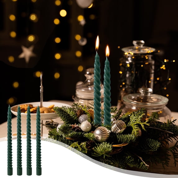 ZHMRFG Long Green Taper Candles 4 Pack 9.84In Unscented Multipurpose Fits Standard Candlestick Decor Party Favors For Wedding Banquet Christmas Party Candlelight Dinner Home Table Decoration