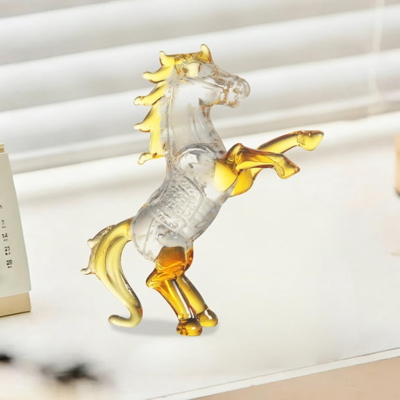 ZHMRFG Medium Yellow Glazed Glass Carousel Ornament Animal Design High-Temperature Tempering Light Refraction Rainbow Effect Party Decor for Easter Birthday Home Tabletop Shelf Keepsake Gift Accent