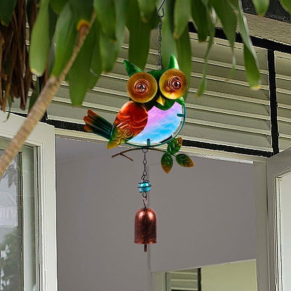 ZHMRFG Owl Glass Painted Wind Chime Harmonious Melody Outdoor Hanging Decorations For Garden Patio Balcony Porch Tree Yard Art Home Decor Party Favors Holiday Gifts Spring Outdoor Garden Decor