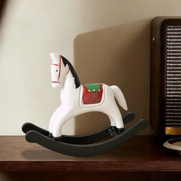 ZHMRFG Personalized Wooden Rocking Horse Ornament 8.66in Thick Wood Hand-Painted Retro Style Balanced Base Interactive Decor Symbolizes Good Luck Gift for New Year Housewarming Grand Opening