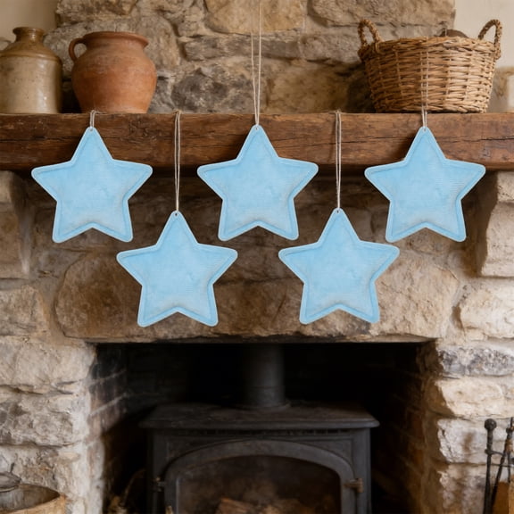 ZHMRFG Star Shaped Cloth Pendant 5PCS,4.92" Multi-Color Soft Fabric Hanging Decor Ornament for Home Window Wall Hanging Birthday Holiday Housewarming Gift Family Friends Party Favors Home Decorations