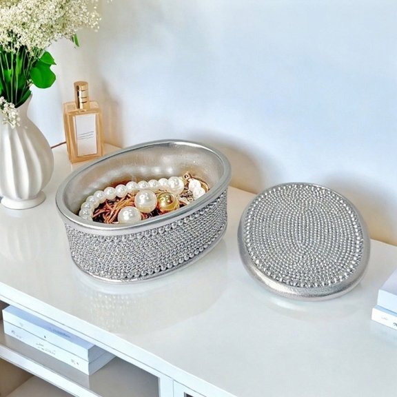 ZHMRFG Storage Decor,1.97In End Point Bead Jewelry Box Decor Waterproof Ash Resistant Realistic Modeling Light Luxury Style,Festive Decor for Home Foyer Makeup Table Counter Vanity Tabletop Decors