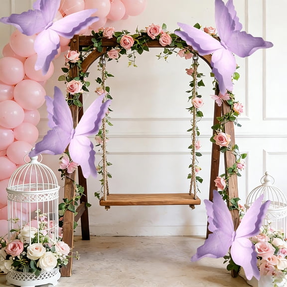 ZHMRFG Valentines Day Butterfly Veils Decor, Plastic 3D Lifelike DIY Easy Installation, Decor for Weddings Birthdays Parties Outdoor Courtyard Window Background Wall Romantic Gift Favors