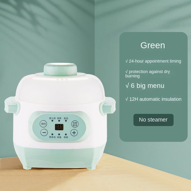 ZHNGRJE 220v 1L Ceramic Mini Slow Cooker with Timer and Multi Cooking