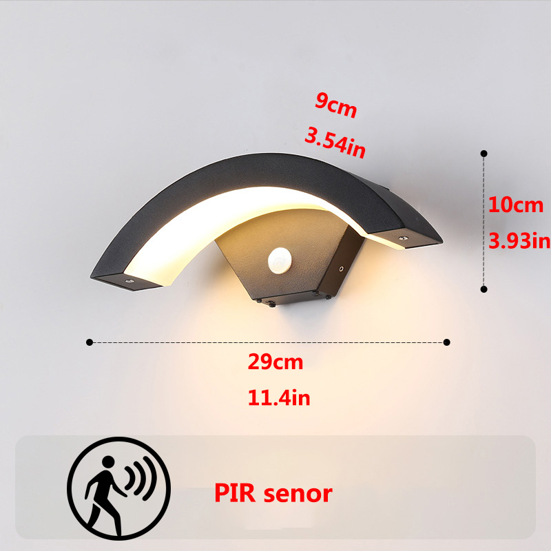 ZHNGRJE Black Modern waterproof outdoor wall lamp PIR motion sensor