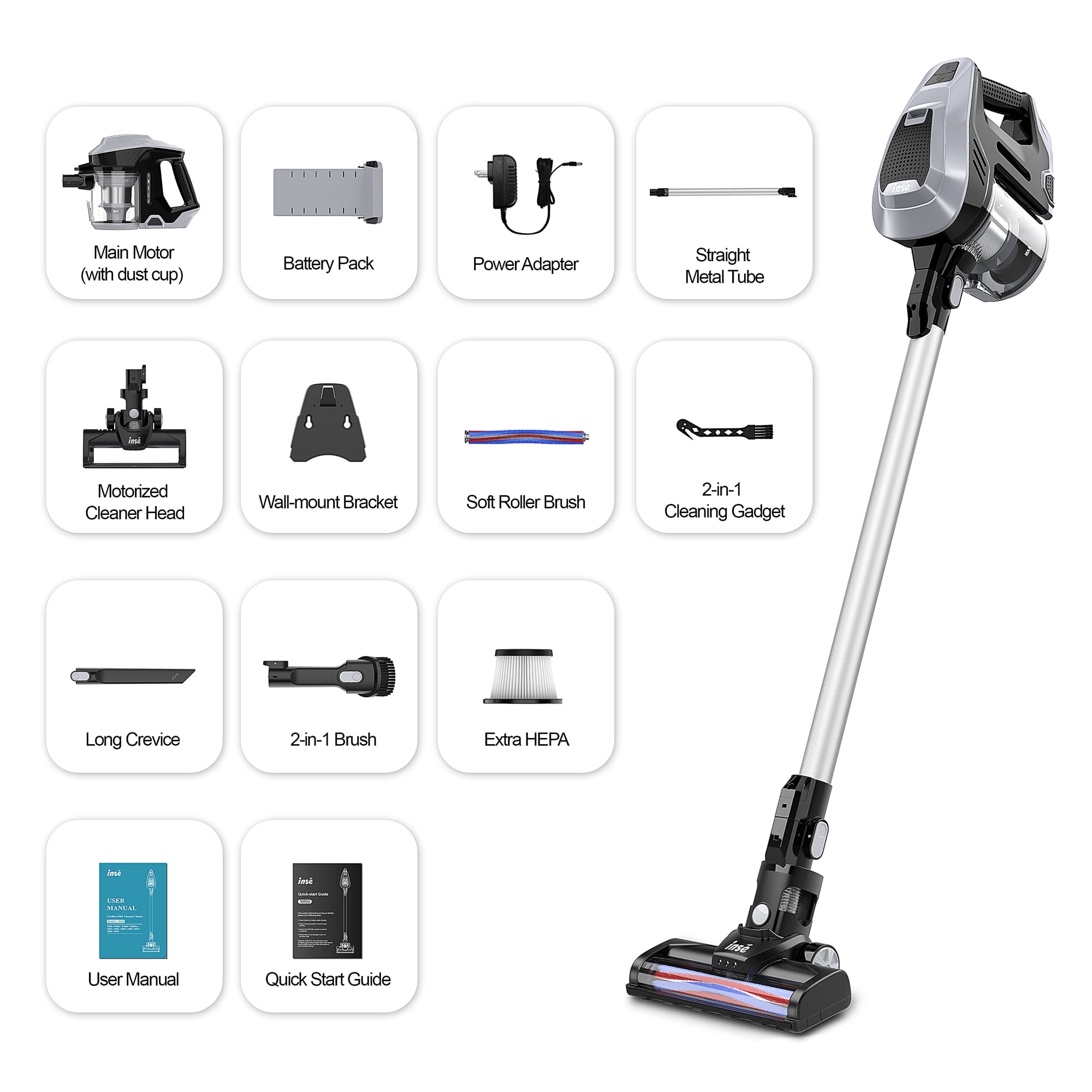 ZHNGRJE M100 Cordless Vacuum Cleaner 1L Large dust cup 180W Motor