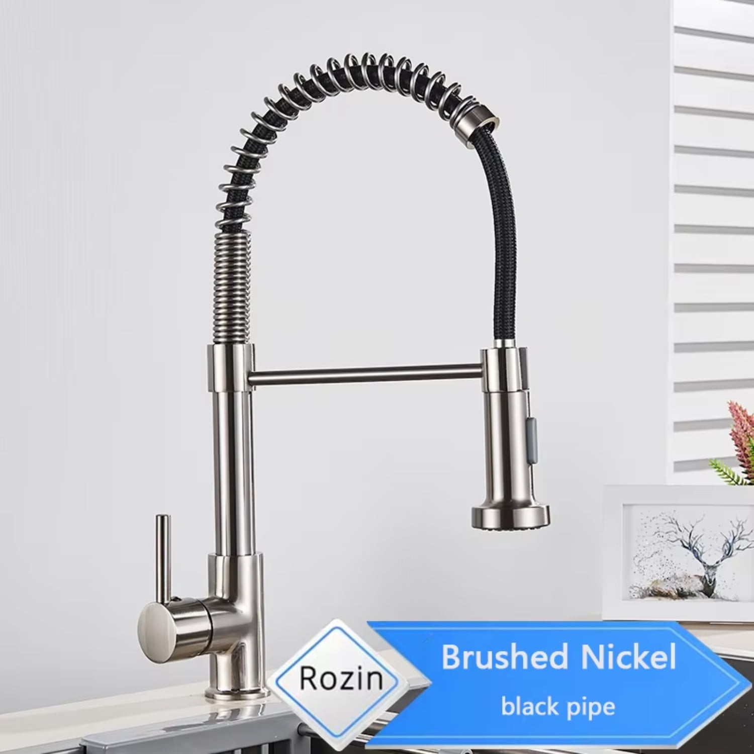 ZHNGRJE Matte Black Kitchen Faucet Deck Mounted Mixer Tap Degree