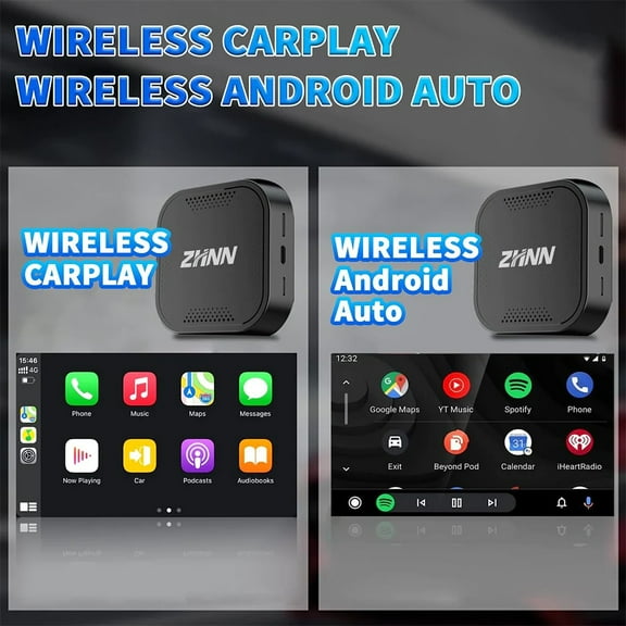 ZHNN  Multimedia Video Box,4GB+64GB,8Core, Support SIM&TF Card Bluetooth,Wireless CarPlay Android Auto,4G Cellular, Built-in Navigation, Only Support Car with OEM Wired CarPlay