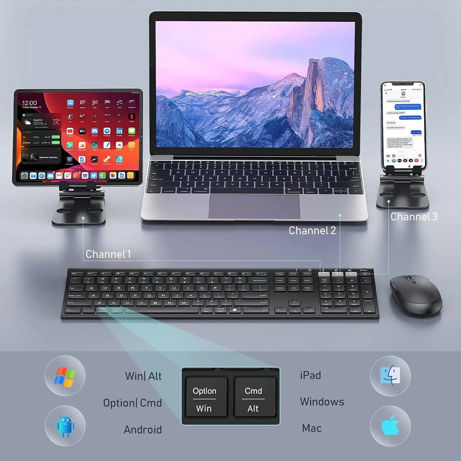 ZHNYGE Bluetooth Keyboard and Mouse Combo MultiDevice Ultra Slim