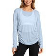 thumbnail image 1 of ZHOGXU Athletic Womens Long Sleeve T Shirt Round Neck Side Drawstring Loose Fit Tops Comfortable Everyday Wear, 1 of 4