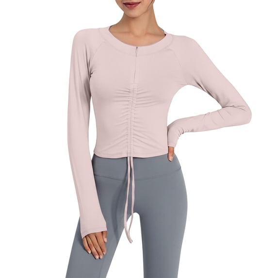 ZHOGXU Athletic Yoga Top For Women Long Sleeve O Neck Slim Fit Shirt Workout And Sport