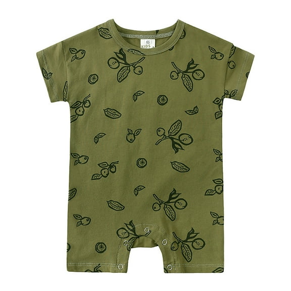 ZHOGXU Baby Boys And Girls Romper Summer Short Sleeve Fruit Print Thin Comfortable Breathable Soft Bodysuit,Army Green,3-6 Months