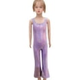thumbnail image 1 of ZHOGXU Baby Boys And Girls Sequin Tight Stretch Jumpsuit Solid Color Sleeveless Crew Neck Flared Romper,Purple,2-3 Years, 1 of 6