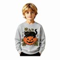 thumbnail image 1 of ZHOGXU Baby Boys Girls Halloween Pullover Pumpkin Black Cat Print Crewneck Sweatshirts Kids Outerwear Tops Vacation Travel,Grey,1-2 Years, 1 of 5