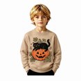thumbnail image 1 of ZHOGXU Baby Boys Girls Halloween Pullover Pumpkin Black Cat Print Crewneck Sweatshirts Kids Outerwear Tops Vacation Travel,Khaki,1-2 Years, 1 of 5