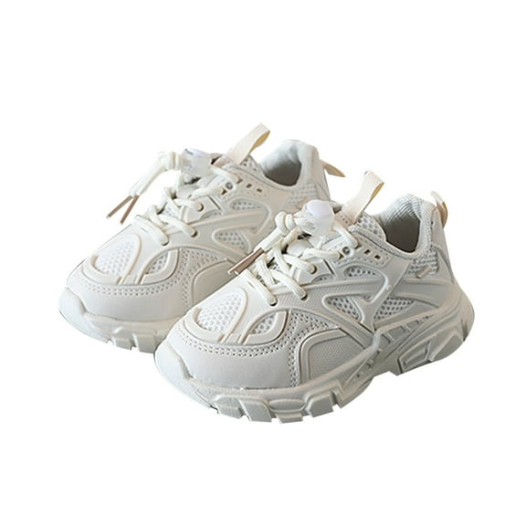 ZHOGXU Baby Boys Girls Sneakers Double Mesh Comfortable Breathable Solid Color Casual Shoes Spring And Autumn,White,3-3.5 Years