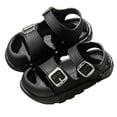 thumbnail image 1 of ZHOGXU Baby Boys Girls Summer Sandals With Adjustable Straps Open Toe Soft Sole Slip On Comfortable Breathable Shoes For Outdoor Activities,Black,15-18 Months, 1 of 5