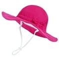 thumbnail image 1 of ZHOGXU Baby Girl Sun Caps With Upf 50+ Sun Protection Outdoor Adjustable Solid Color Bowtie Wide Brim Bucket Hats For Vacation Daily Play,Hot Pink,2-4 Years, 1 of 2