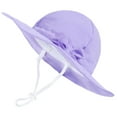 thumbnail image 1 of ZHOGXU Baby Girl Sun Caps With Upf 50+ Sun Protection Outdoor Adjustable Solid Color Bowtie Wide Brim Bucket Hats For Vacation Daily Play,Purple,4-8 Years, 1 of 2
