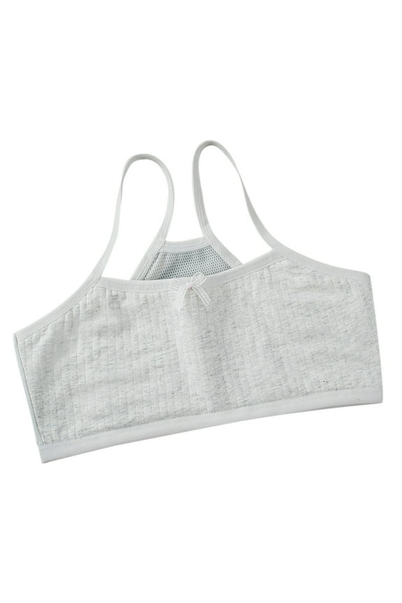 ZHOGXU Baby Girls Back Double Mesh Seamless Bras Breathable Comfort Soft Solid Color Stretch Sports Bras，Light Gray，One Size