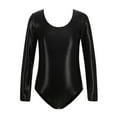 thumbnail image 1 of ZHOGXU Baby Girls Jumpsuit Long Sleeved Solid Color Gymnastics Shiny Dance Romper Classic Ballet Yoga Bodysuit,Black,9-10 Years, 1 of 2