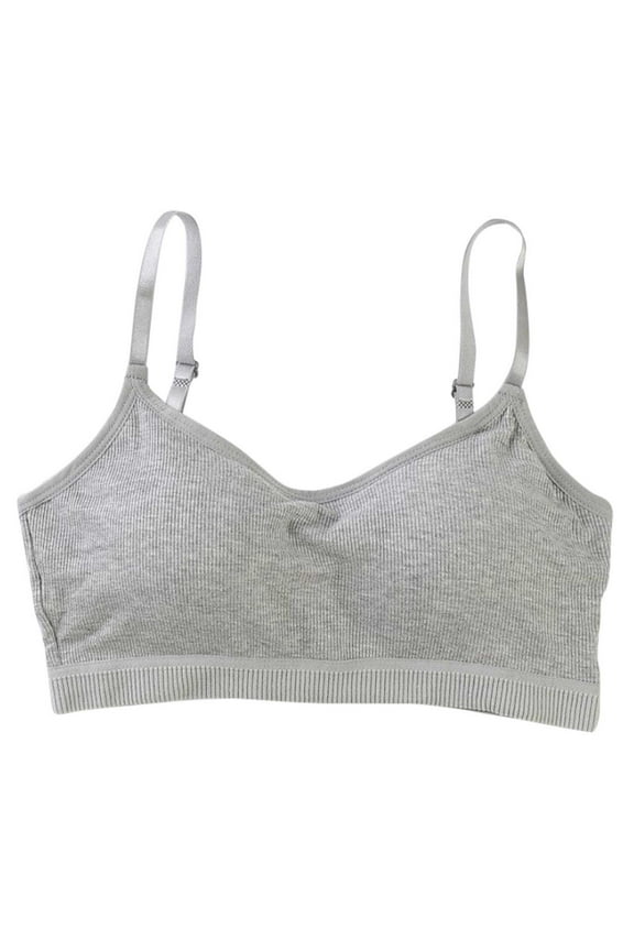 Baby Girls Seamless Underwear Bra Vest With Adjustable Shoulder Straps Solid Color Breathable Comfort Lightweight Training Bra,Grey,One Size