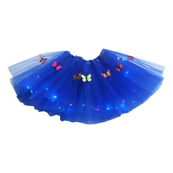 ZHOGXU Baby Girls Soft Tutu Skirt Shining Mesh Butterflys Print Led Light Elastic Waist Dance Princess Skirt,Bu1,One Size
