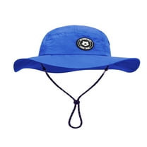 ZHOGXU Baby Sun Hat For Outdoor Cartoon Bear Print Upf 50  Summer Baby Wide Brim Sun Protection Bucket Beach Cap,Blue,5-6 Years