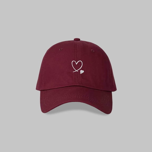 ZHOGXU Baseball Cap For Women Love Heart Embroidery Wide Brim Adjustable Comfortable Fashion Hat For Outdoor Sports And Casual Daily Wear One Size