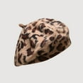 thumbnail image 1 of ZHOGXU Beret Hat For Women Leopard Print Retro Style Windproof Warm Fashion Comfortable Caps For Autumn Winter Daily Wear Beige M, 1 of 9