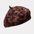 thumbnail image 1 of ZHOGXU Beret Hat For Women Leopard Print Retro Style Windproof Warm Fashion Comfortable Caps For Autumn Winter Daily Wear Brown M, 1 of 7