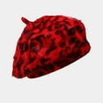 thumbnail image 1 of ZHOGXU Beret Hat For Women Leopard Print Retro Style Windproof Warm Fashion Comfortable Caps For Autumn Winter Daily Wear Red M, 1 of 5