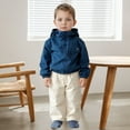 thumbnail image 1 of ZHOGXU Big Boy Girl Hoodies Long Sleeve Solid Color Buttons Fashion Lightweight Sweatshirt For Outdoor Activities Blue 3-4 Years, 1 of 8