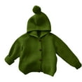 thumbnail image 1 of ZHOGXU Big Boys Girls Hooded Cardigan Long Sleeve Solid Color Buttons Knit Soft Sweater Coats Jackets For Fall Winter Daily Wear Green 5-6 Years, 1 of 2