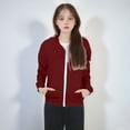 thumbnail image 1 of ZHOGXU Big Boys Girls Hooded Coat With Pocket Long Sleeve Solid Color Zipper Comfortable Breathable Jacket For Daily Wear Red 5-6 Years, 1 of 9