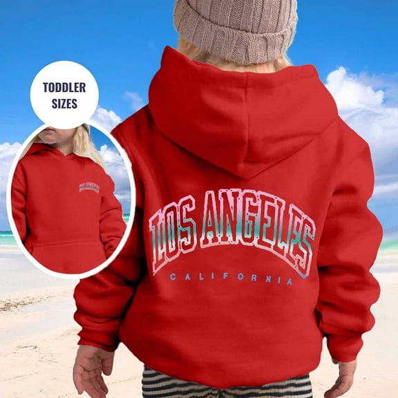 ZHOGXU Big Boys Girls Hoodies With Pocket Long Sleeved Letter Printed Comfortable Loose Soft Sweatshirts Tops For Daily Wear Red 3-4 Years