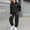 thumbnail image 1 of ZHOGXU Big Boys Girls Outfits 2 Piece Long Sleeve Bow Print Pocket Hoodies And Joggers Fashion Comfortable Sets For Casual Wear And Outdoor Activities Black 2-3 Years, 1 of 6