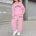 thumbnail image 1 of ZHOGXU Big Boys Girls Outfits 2 Piece Long Sleeve Letter Print Pocket Hoodies And Joggers Fashion Comfortable Sets For Casual Wear And Outdoor Activities Pink 13-14 Years, 1 of 4