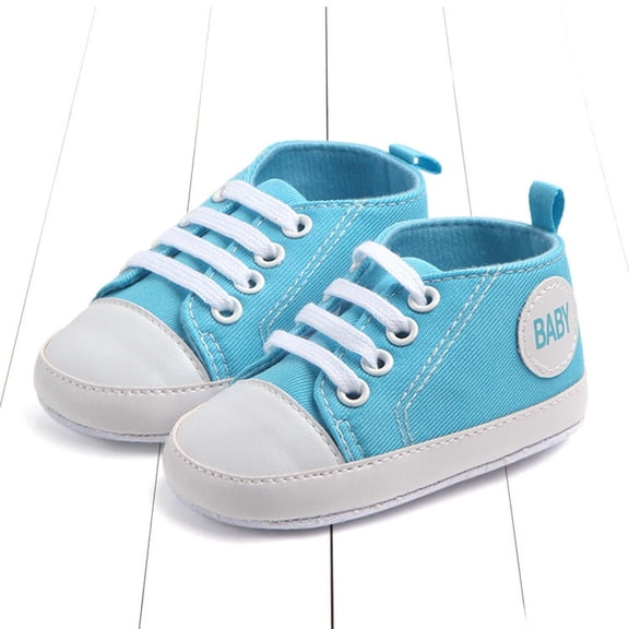 ZHOGXU Big Boys Girls Sneakers Soft Sole Lace Up Non Slip Letter Print Lightweight Comfortable Casual Shoes For Everyday Wear Blue 6-8 Months