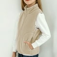 thumbnail image 1 of ZHOGXU Big Boys Girls Vest Jacket With Pocket Plush Sleeveless Zipper Solid Color Warm Cozy Comfortable Coat For Autumn Winter Daily Wear Beige 5-6 Years, 1 of 9